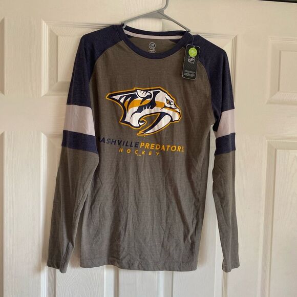 NWT NHL Tennessee predators grey blue long sleeve top hockey small - Picture 1 of 6